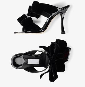 Zarif gelin düğün flaca katır sandalet ayakkabı !! Luxe Bow Tie Yüksek Topuklu Çıplak Siyah Kırmızı Lady Konfor Partisi Düğün Pompaları EU35-43