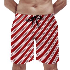 Shorts masculinos verão board impressão de natal correndo surf listras vermelhas praia calças curtas moda secagem rápida troncos de natação plus size