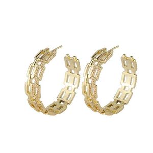 Hoop & Huggie Designer Inspired Jewelry Pave Zircon 10mm Width Multi Layer Link Cuff 4cm Earrings For Women242l