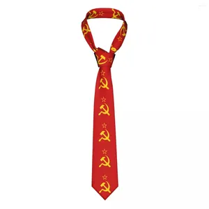 Bow -slipsar Sovjetunionen Hammer och Sickle CCCP Rysk Sovjetflaggslipsar Silk 8 cm bred hals för mäns kostymer Tillbehör Cravat Office