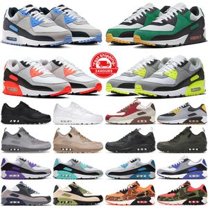 Projektant 90 Buty do biegania mężczyźni kobiety 90S Triple Black White Gorge Green Camo Bacon University Blue Infrared OG Volt Batman Mens Treners Outdoor Sports Sports Sneakers