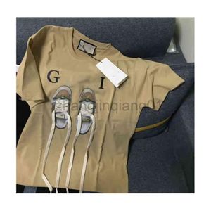 Tasarımcı Gg T Shirt Vintage büyük boy lüks moda bahar yaz yeni saf pamuk kirli ayakkabılar antik ev elace gevşek larg264v