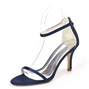 Sandálias 2023 Verão Senhora Sapatos Elegante Cetim Vestido de Noite 3 Polegadas Stelitto Salto Alto Strappy Simples Sexy Party Prom