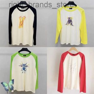 Welldone Thin Contrast Color Monster Frog Print Patchwork Long Sleeve We11Done T-shirt W220809211D