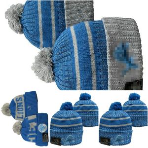 Homens de malha com punho pom leões gorros bobble chapéus esporte chapéu de malha listrado lã lateral quente gorros de beisebol boné para mulher a4