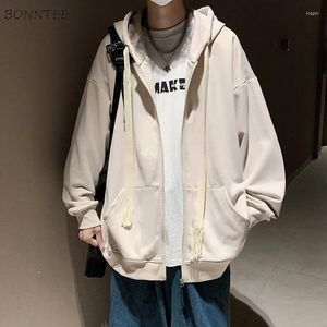Jaquetas masculinas com capuz homens estudantes moda coreana streetwear adolescentes roupas dinâmicas baggy all-match simplesmente legal bonito casual zip up