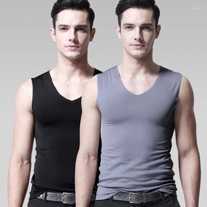 Canottiere Canotte da uomo T-shirt slim con scollo a V Intimo casual Senza maniche Fitness Bodybuilding Gilet muscolare da uomo solido