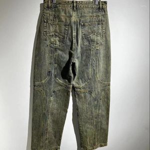 Męskie dżinsy 2023SS High Street Top Fair Dwieszka Vintage Mrucze Mężczyźni Spodnie Streetwear Casual Spods Ubrania odzieży technicznej odzieży