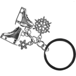 Keychains Ski Sports Charm Keychain Pendant Skier Snowflake Key Ring Backpack Hanging Decor Winter Ornament