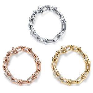 Tiff Designer Armband U-format fog-surroundarmband kedja inlagd med diamant vintage metallstruktur hästskoformad tjejfrien272p