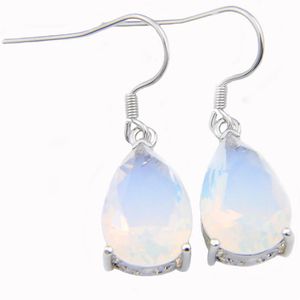 Luckyshine Friend Family Gift Natural Moonstone WhiteTeardrop Shaped 925 Sterling Silver Wedding Dangle Hook Earrings For Women2575