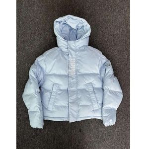 2023 Trapstar London Decoded Hooded Puffer 2.0 Ледяная синяя куртка с капюшоном с вышитыми надписями, зимнее пальто