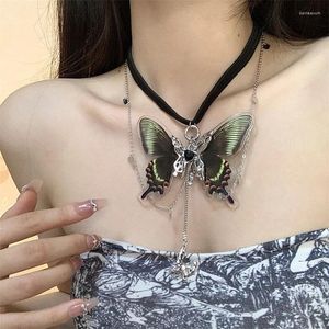 Anhänger Halsketten Vintage Große Schmetterling Quaste Halskette Für Frauen Übertreibung Charme Ästhetische Oberschenkel Kette Ethnische Accessoires Trendy Schmuck