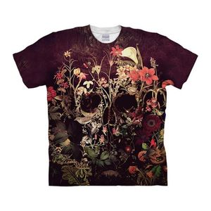 Çiçek Kafatası Ali Sanatçı Erkek Tshirts 3D Baskılar Tshirt Marka Günlük Kısa Tees Üstleri Erkek Giyim Damlası Artı Boyut S-6XL188P