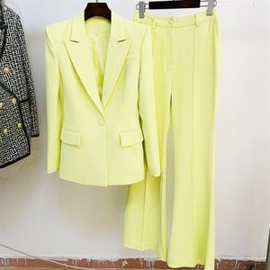 W033 HIGH STREET business meeting SLIM FIT businesswomen queen Newest 2022 Runway Designer Suit Set Women's Single Button Bla2932