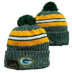 Men Knitted Cuffed Pom Green Bay''Packer'' Beanies Bobble Hats Sport Knit Hat Striped Sideline Wool Warm BasEball Beanies Cap For Women