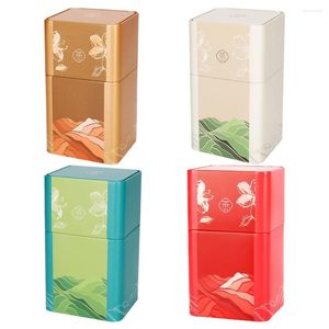Storage Bottles 4Pcs Rectangular Metal Tin Box With Lids Tinplate Boxes Tea Empty Gift Container For Candy Treats Favors