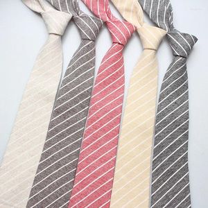 Bow Ties Men's Tie Cotton And Linen Striped Korean Casual Professional