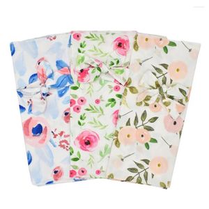 Blankets Two-Piece Set Towel Cotton Wrapped Knot Print Baby Headband Sleeping Bag Infant Swaddle Born Blanket