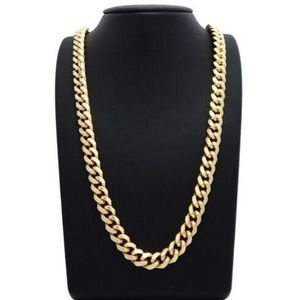 Ny Miami Cuban Link Curb Chain Box Lock 14K Gold Plated 30 Necklace213V