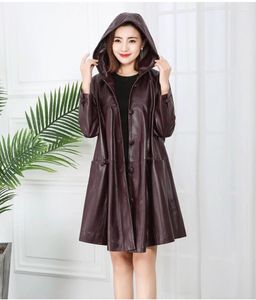 Women's Leather 2023 Genuine Jacket Women Autumn Clothes 6XL Black Hooded Sheepskin Coat Jaqueta De Couro Feminina Gxy91