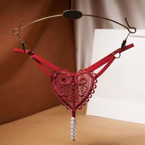 Kvinnors trosor 25# Kvinnor Crotchless Sexig underkläder spetspärl thongs damer flicka porr underkläder g-sträng sex transparent294o