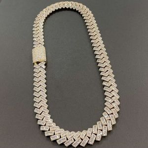 15 mm łańcuch bagietki Cuban Moissanite Sier Hip Hop VVS Diamond Moissanite Bagieette Cuban Link Chain