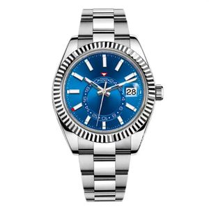 Projektant ST9 Stalowe zegarki męskie Blue GMT Automatyczny ruch na rękę na rękę Małą tarczę Sapphire Kalendarz 42 mm zegarek ze stali nierdzewnym WR3031