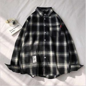 Spring Long Sleeve Red Black Plaid Shirt Men Slim Fit Cotton Casual Shirts Clothing Fashion Brand M-3XL Men's2136