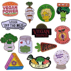 Stift broscher vegan emalj stift samling persika kristall kull broccoli morot fitta grönsaker vegetarian badge tecknad brosch195t