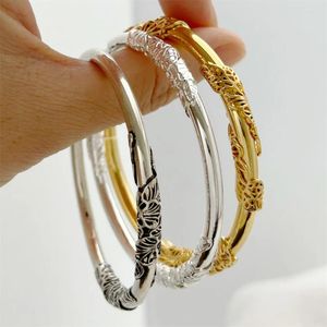 Pulseira prata/ouro cor manguito pulseiras para mulher 60mm círculo redondo pulseira pulsera femme retro jóias acessórios
