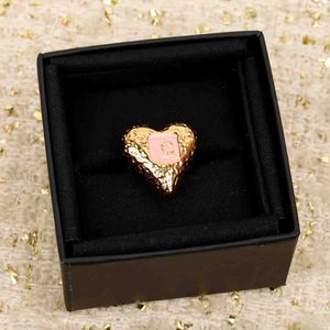 2023 Luxury quality charm heart shape with pink enamel color in 18k gold plated have stamp box PS4666A