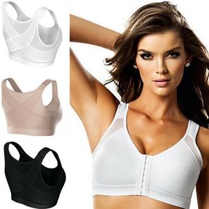 Bras Women Sport Zip Front Wireless Push Up Slim Black Fitness Tops Bieliza