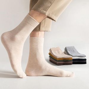 Men's Socks Combed Cotton Men Business Dress Long High Quality Casual Solid Color Spring Winter Black White Male Comfortable