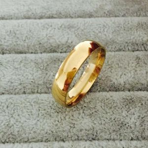 Clássico popular 18k real banhado a ouro 6mm titânio aço feminino masculino anel de casamento qualidade superior não desbota amantes casamento jóias2268