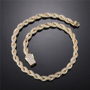 Толстая цепочка для мужчин золотого цвета мода 8 мм 18-24 дюйма 18-каратное желтое золото с покрытием CZ веревка-цепочка ожерелье браслет мужской ювелирный2441
