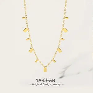 Catene YACHAN Collana con pendente quadrato piccolo placcato oro 18 carati per le donne Semplici ciondoli alla moda Catena di gioielli senza ossidazione
