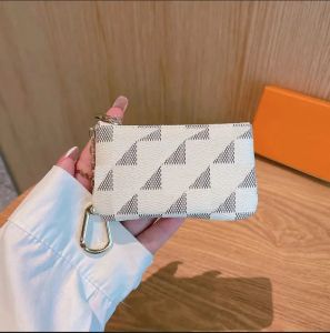 17Color Designer Plånböcker Bag Keychain Ring Key Pouch Coin Purse Damier Läder Kreditkort Holder Kvinnor Män liten blixtlås Purs Pallbok Present QQ