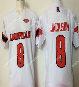 NCAAカーディナルカレッジフットボールジャージ＃8ラマージャクソンレッドブラック大学L.Jacksonステッチシャツ