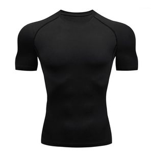 Erkek Tişörtler Sıkıştırma Hızlı Kuru T-Shirt Erkekler Spor Sıska Kısa Tee Gömlek Erkek Spor Salonu Fitness Vücut Geliştirme Egzersiz B239V