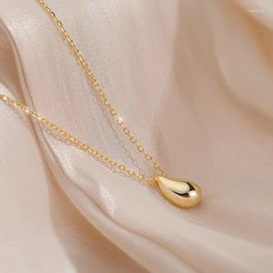 Цепочки PONYKISS из серебра 925 пробы с каплями воды, гладкая поверхность, 18 К, ожерелья для модных женщин, ювелирные изделия, минималистичные аксессуары