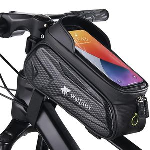 2L de grande capacidade à prova de chuva à prova d'água para bicicleta Bolsa Suporte para telefone com viseira solar Capa de chuva TPU Tela de toque sensível Telefone adequado abaixo de 7