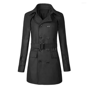 Men's Trench Coats Coat Double Breasted Woolen Jacket With Lapel Pockets Belt For Autumn Chaquetas Para Mujeres