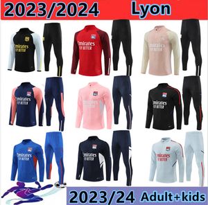 23/24 Lyon 축구 트랙 슈트 서킷 2023 2024 Lyonnais L.Paqueta ol aouar 축구 훈련복 조깅 세트 어린이 10/18 성인 08