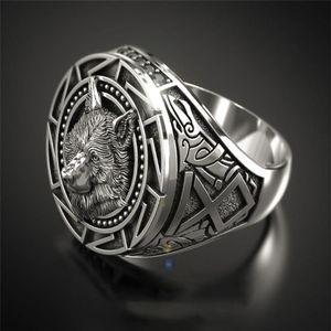 Trendy Retro Celtic Wolf Totem Band Rings Men's Viking Gothic Steampunk Carved Animal Rings Fashion Party Gift AB867275R