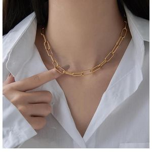 Chains Minimalist 316L Stainless Steel Chain Necklace Collar For Women High Quality 18 K Metal Gold Statement Jewelry Gifts250H