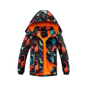 Jackets Boys Dinosaur Rain Jackets with Removable Hood Lightweight Waterproof Insulation Warm Windbreakers Raincoats 231013