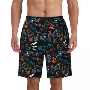 Shorts masculinos placa personalizada mens secagem rápida beachwear boardshorts gamer jogos troncos de banho fatos de banho