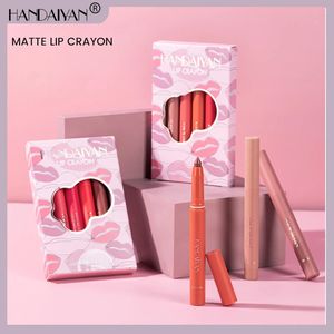 Lip Pencils HANDAIYAN Lipstick Pencil Set Velvet Matte Waterproof Long Lasting Sexy Red Lip Stick Non-Stick Cup Makeup Lip Tint Pen Cosmetic 231013