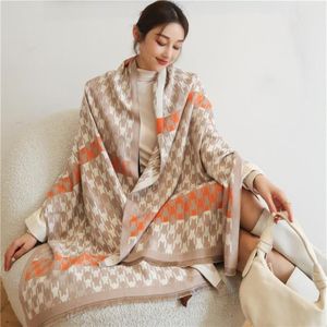 Lenços mulheres inverno cachecol cashmere envolve design xadrez pashmina xales para senhoras grosso quente hijab cobertor feminino bufanda stoles221r
